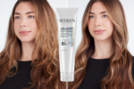 Före och efter resultat med Redken Acidic Bonding Concentrate Leave-in treatment på brunt hår